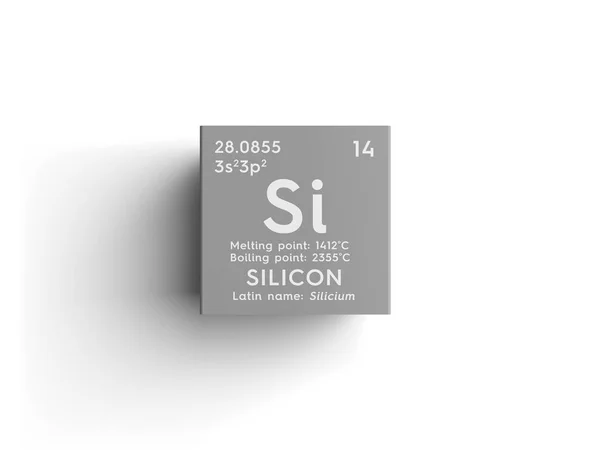 실리콘입니다. Silicium입니다. 비금속입니다. 멘델레예프의 주기율표의 화학 원소. — 스톡 사진