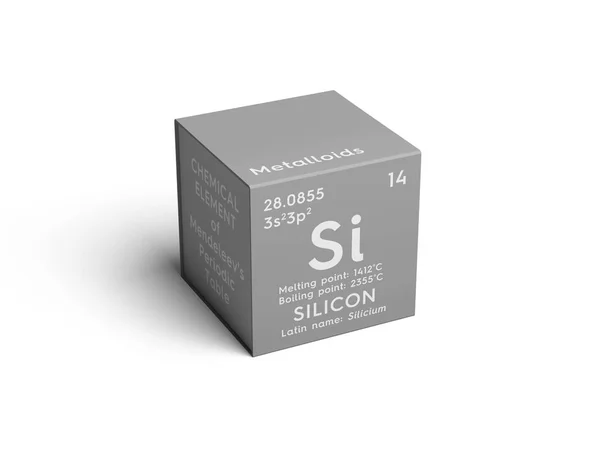 Silício. Silicio. Metaloides. Elemento químico da tabela periódica de Mendeleev . — Fotografia de Stock
