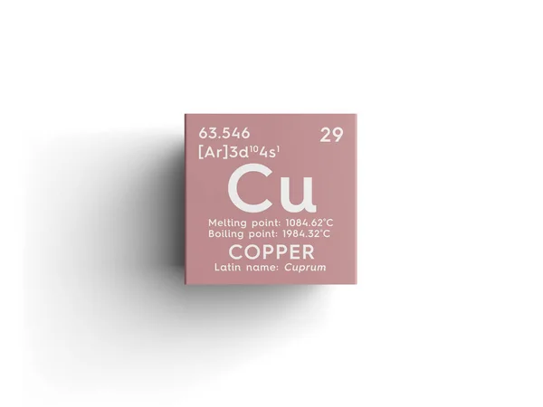 Cobre. Cuprum. Metales de transición. Elemento químico de la tabla periódica de Mendeleev . — Foto de Stock