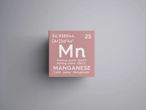 Марганец. Манганум. Переходные металлы. Химический элемент периодической таблицы Менделеева . — стоковое фото