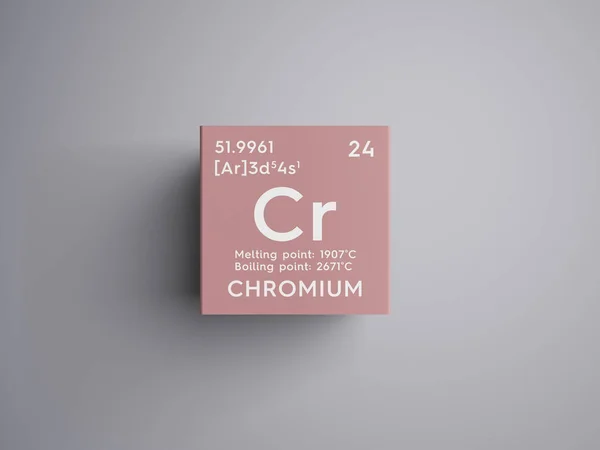 El cromo. Metales de transición. Elemento químico de la tabla periódica de Mendeleev . — Foto de Stock