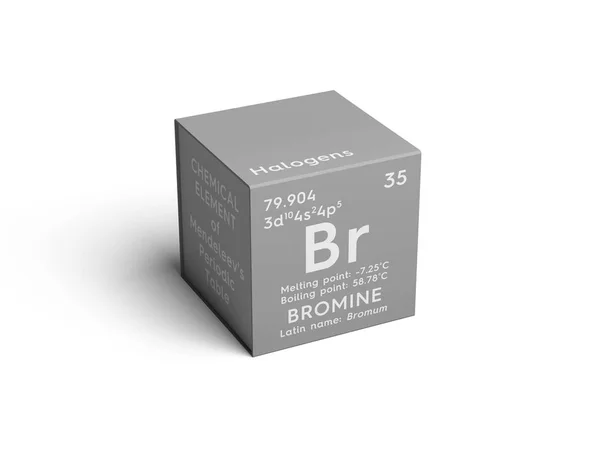 Brom. Bromum. Halojenler. Kimyasal Element Mendeleev'ın periyodik tablo. — Stok fotoğraf