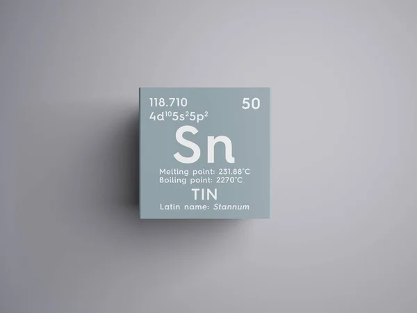Hojalata. Stunnam. Metales post-transición. Elemento químico de la tabla periódica de Mendeleev . — Foto de Stock