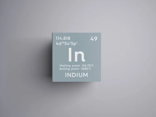 Indium. Metales post-transición. Elemento químico de la tabla periódica de Mendeleev . — Foto de Stock