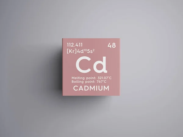 Cadmio. Metales de transición. Elemento químico de la tabla periódica de Mendeleev . — Foto de Stock