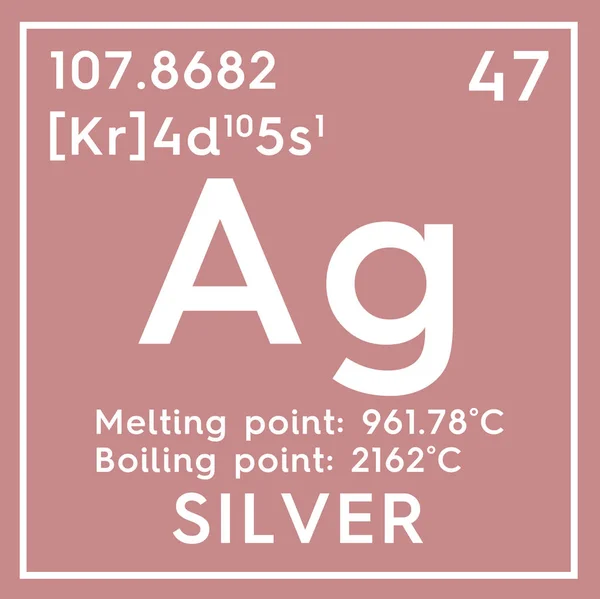 Prata. Metais de transição. Elemento químico da tabela periódica de Mendeleev . — Fotografia de Stock