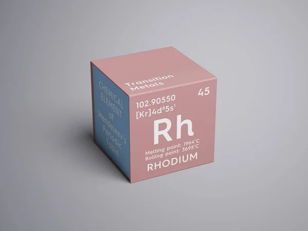 Rhodium. Transition metals. Chemical Element of Mendeleev's Periodic Table. — Stock Photo, Image