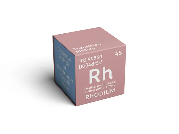 Rhodium. Metais de transição. Elemento químico da tabela periódica de Mendeleev . — Fotografia de Stock