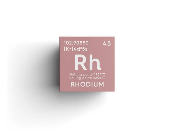 Rhodium. Metalli di transizione. Elemento chimico della tavola periodica di Mendeleev . — Foto Stock