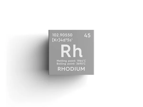 Rhodium. Metales de transición. Elemento químico de la tabla periódica de Mendeleev . — Foto de Stock