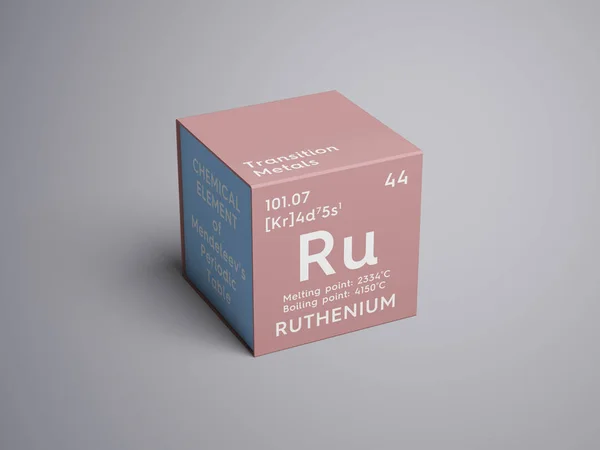 Rutenium. Övergångsmetaller. Grundämne i periodiska systemet mendeleevs. — Stockfoto