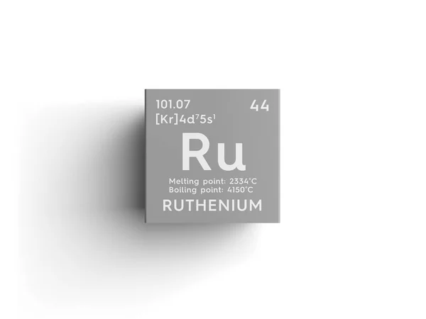 Ruthenium. Přechodné kovy. Chemický prvek Mendělejevovy periodické tabulky. — Stock fotografie