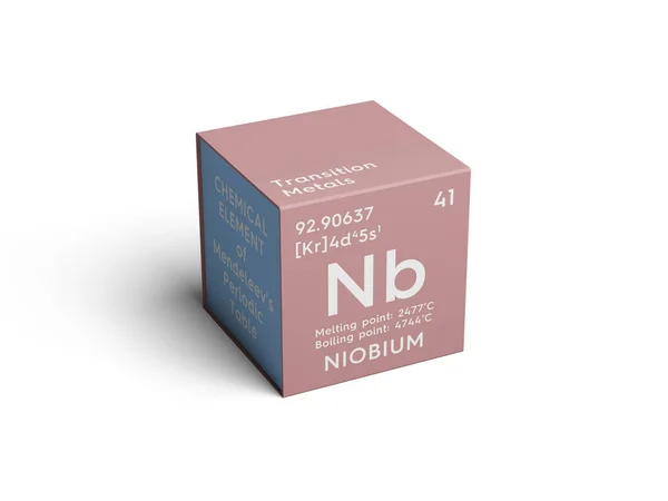 Niobio. Metales de transición. Elemento químico de la tabla periódica de Mendeleev . — Foto de Stock