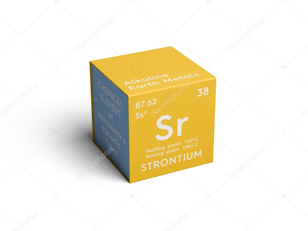 Strontium. Alkaline earth metals. Chemical Element of Mendeleev's Periodic Table.