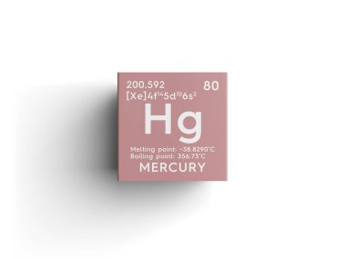 Mercury. Geçiş metaller. Kimyasal Element Mendeleev'ın periyodik tablo. 