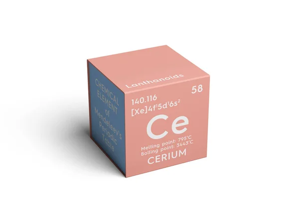 Cerium. Lanthanoids. Elemento químico de la tabla periódica de Mendeleev . — Foto de Stock