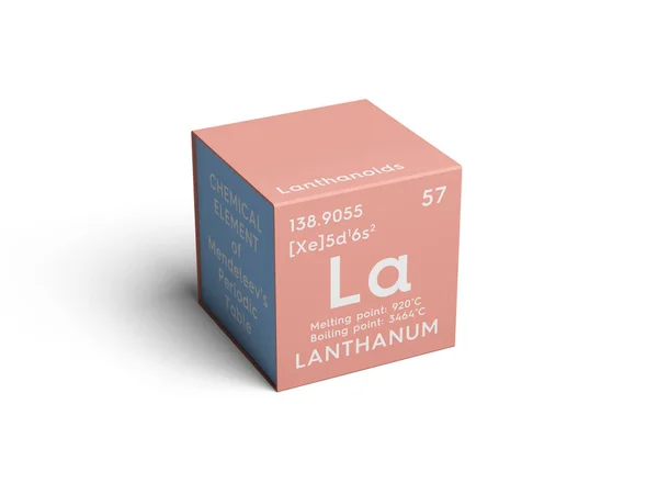 Lantano. Lanthanoids. Elemento químico de la tabla periódica de Mendeleev . — Foto de Stock