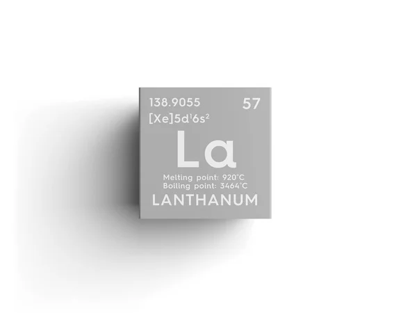 Lantânio. Lanthanoids. Elemento químico da tabela periódica de Mendeleev . — Fotografia de Stock