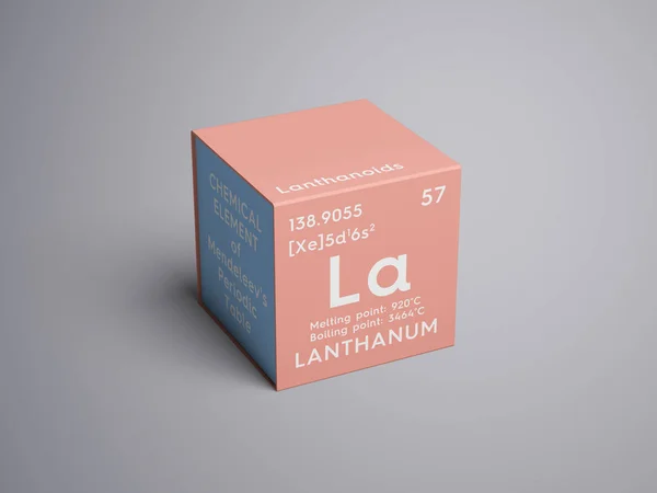 Lantanu. Lanthanoids. Pierwiastek chemiczny z układu okresowego Mendelejewa. — Zdjęcie stockowe