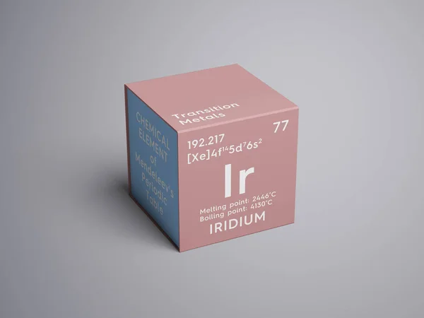 Iridium. Overgangsmetalen. Scheikundig Element van Mendeleev van periodieke tabel. — Stockfoto