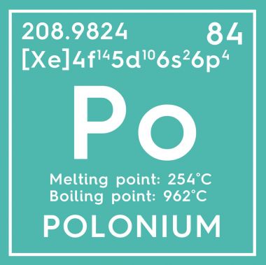 Polonyum. Metalloids. Kimyasal Element Mendeleev'ın periyodik tablo.