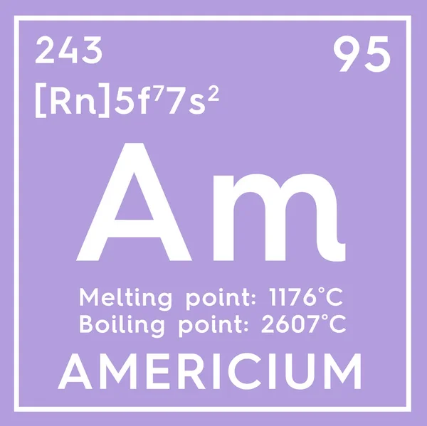 Americia. Actinoids. Chemický prvek Mendělejevovy periodické tabulky. — Stock fotografie