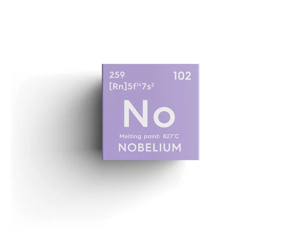 Nobelium. Actinoids. Grundämne i periodiska systemet mendeleevs. — Stockfoto