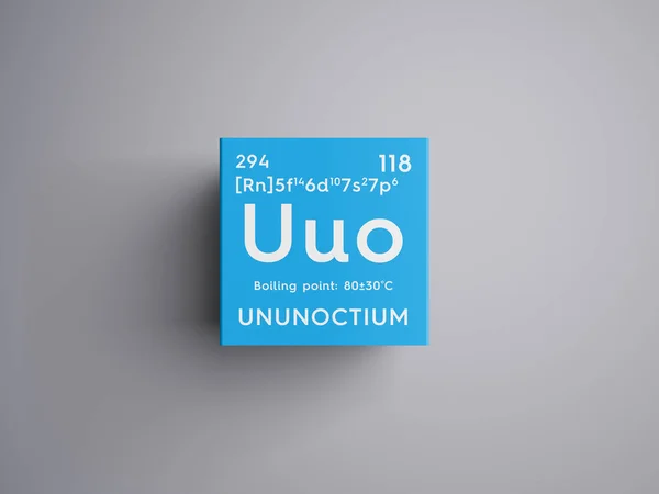 Ununoctium。惰性气体。门捷列夫元素周期表中的化学成分. — 图库照片