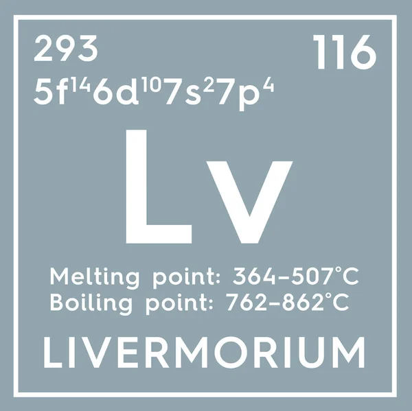 A livermorium. Másodfajú fémek. Kémiai elem a Periódusos rendszer Mengyelejev barátait. — Stock Fotó