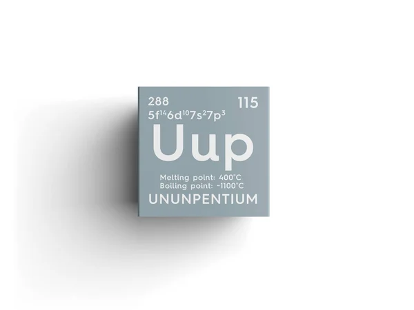 Ununpentium. Metale. Pierwiastek chemiczny z układu okresowego Mendelejewa. — Zdjęcie stockowe