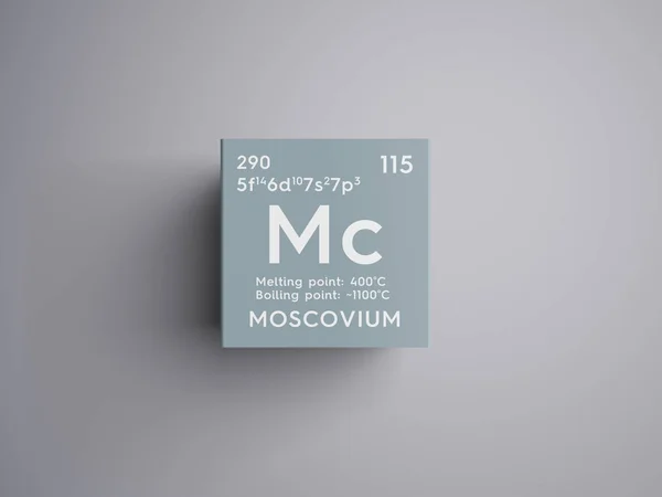 Moscovium. Efter övergången metaller. Grundämne i periodiska systemet mendeleevs. — Stockfoto