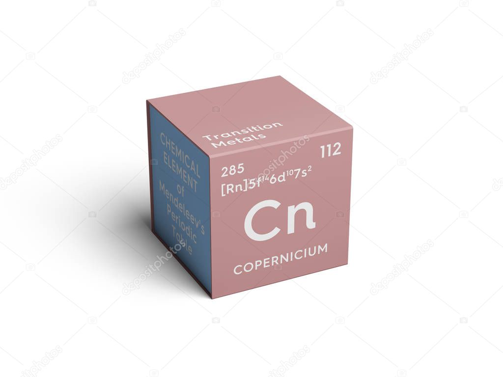 Copernicium. Transition metals. Chemical Element of Mendeleev's Periodic Table.