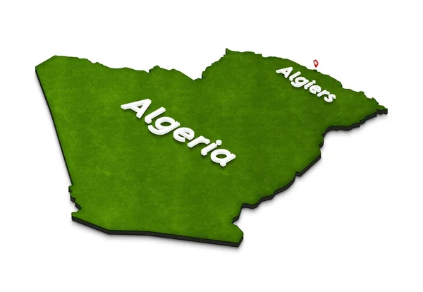Kaart van Algerije. 3D Isometrisch perspectief illustratie. — Stockfoto