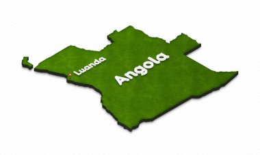 Angola Haritası. 3D izometrik perspektif çizim.