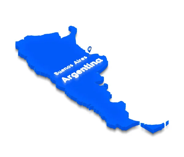 阿根廷地图。3d 等距视角图. — 图库照片