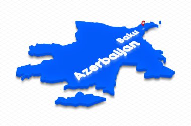 Azerbaycan Haritası. 3D izometrik perspektif çizim.