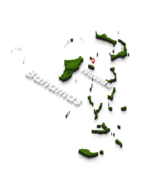 Mapa Bahamy. 3D izometrické perspektivy ilustrace. — Stock fotografie