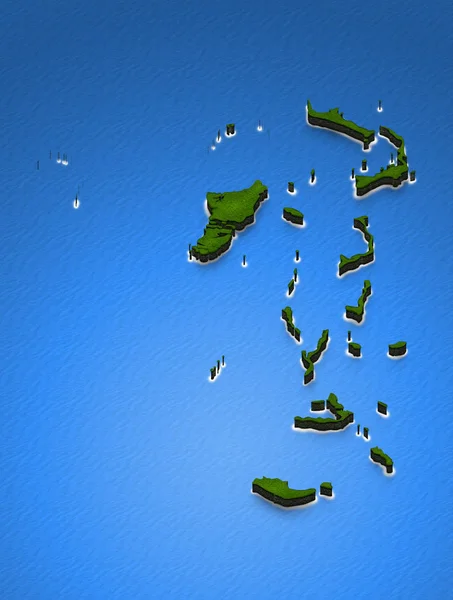 Mapa das Bahamas. ilustração perspectiva isométrica 3D . — Fotografia de Stock