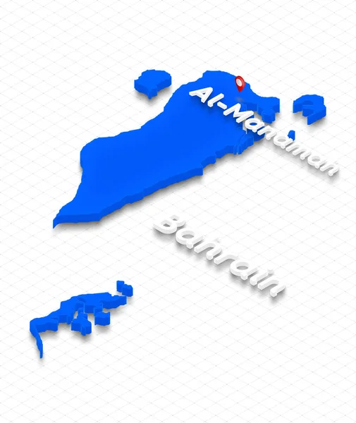 Map of Bahrain. 3D isometric perspective illustration. — Stock Photo, Image