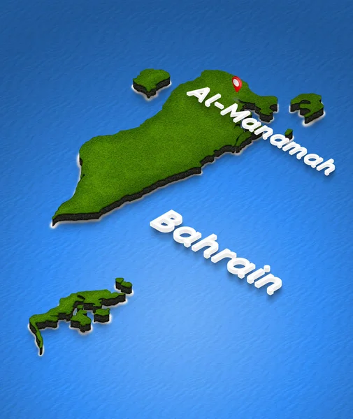 Mapa Bahrajn. 3D izometryczny perspektywy ilustracja. — Zdjęcie stockowe