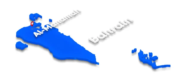 Χάρτης Μπαχρέιν. 3D ισομετρική προοπτική απεικόνιση. — Φωτογραφία Αρχείου