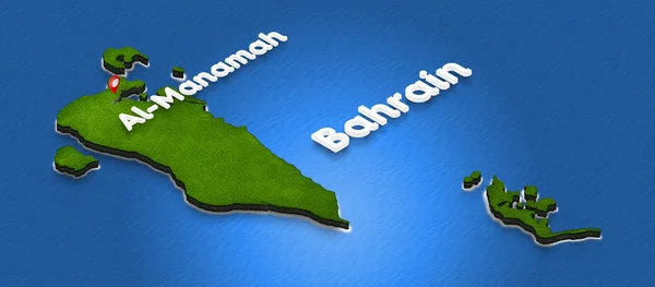 Mapa do Bahrein. ilustração perspectiva isométrica 3D . — Fotografia de Stock