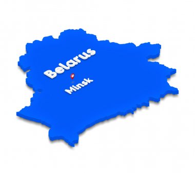Beyaz Rusya Haritası. 3D izometrik perspektif çizim.