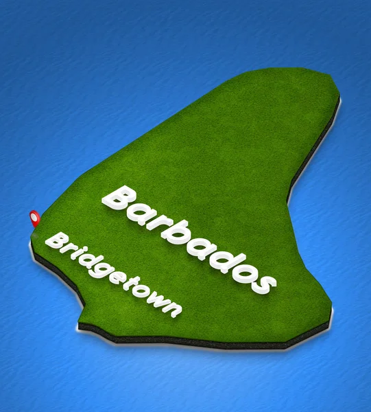 Karta över Barbados. 3D Isometrisk perspektiv illustration. — Stockfoto