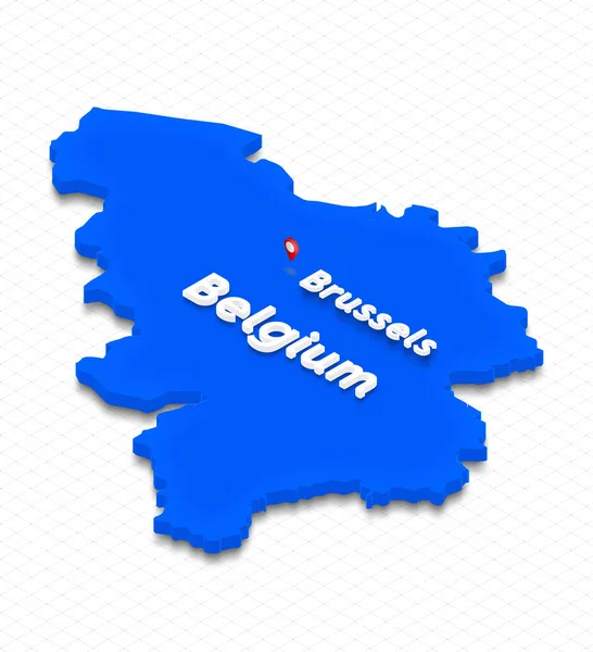 Kaart van België. 3D Isometrisch perspectief illustratie. — Stockfoto