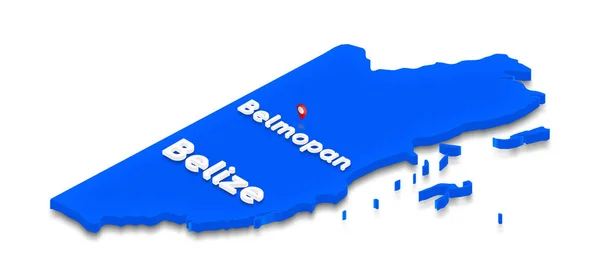 Mappa del Belize. Illustrazione della prospettiva isometrica 3D . — Foto Stock