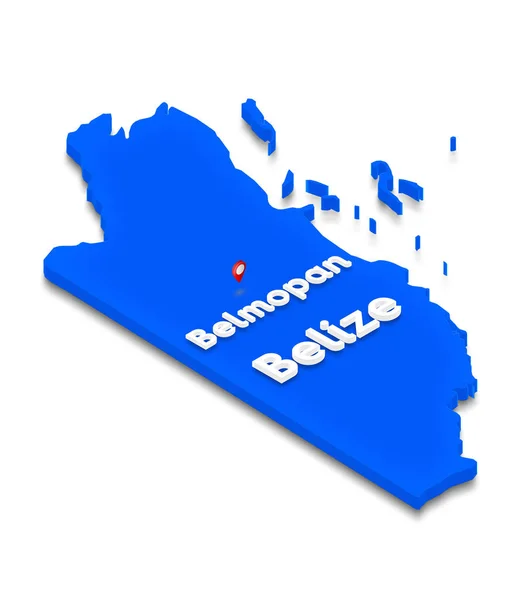 Karta över Belize. 3D Isometrisk perspektiv illustration. — Stockfoto