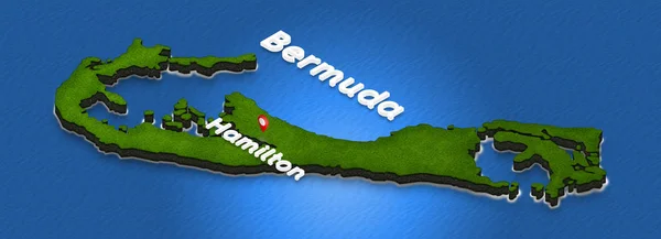 Mapa Bermudy. 3D izometrické perspektivy ilustrace. — Stock fotografie