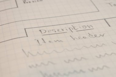 Online alışveriş tek sayfa prototipleme kroki kalem mavi ile. Web