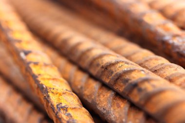 Rustik Metal armatür Rod. Bina inşaat arka plan.